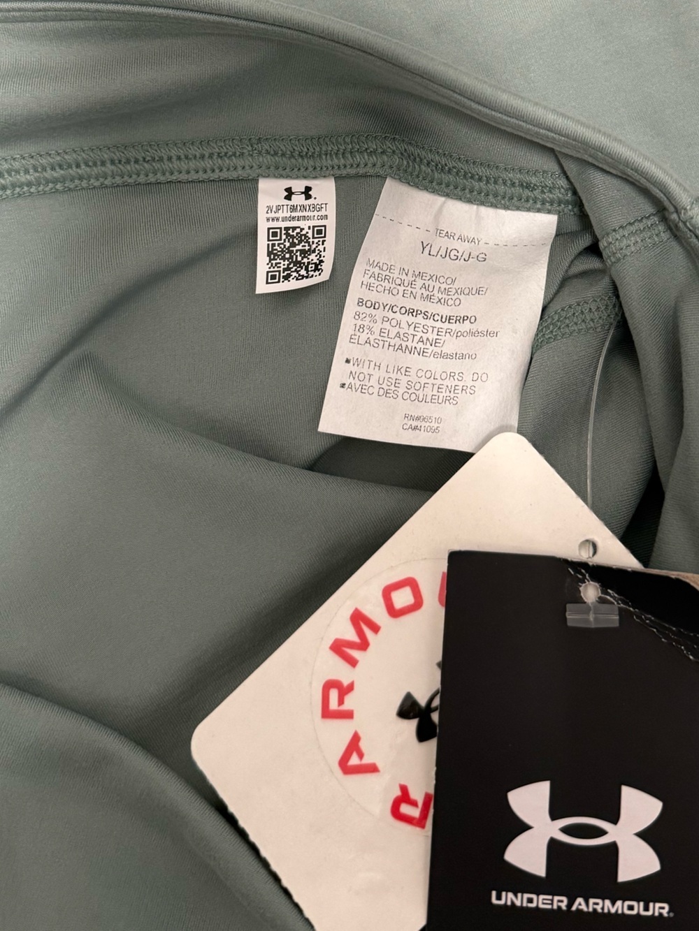 NWT Under Armour Girls Motion Crop Leggings Sage Green YL - Picture 4 of 5